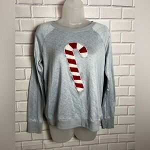 JACLYN INTIMATES Gray Candy Cane Sweatshirt/size M